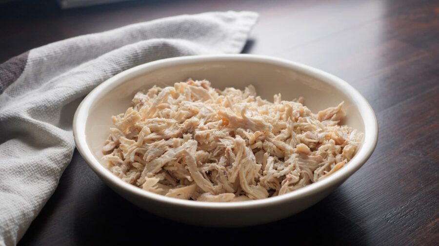 shredded chicken in a bowl