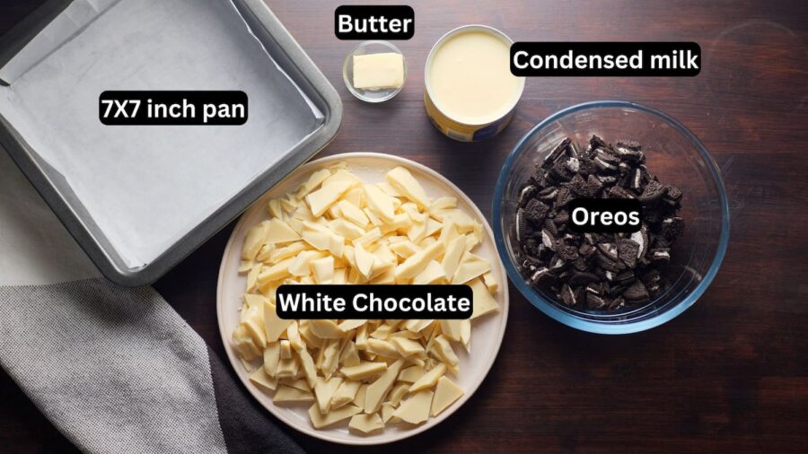 Ingredients to make Only 3 Ingredient Oreo Fudge