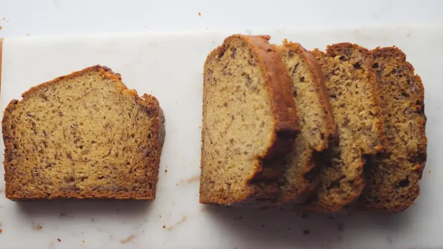Easy Banana Bread pieces on a serving board