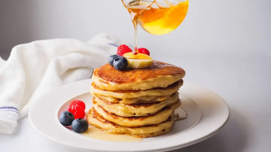 Easy Fluffy Pancakes on a serving plate