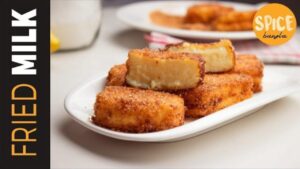 Spanish Leche Frita Recipe, aka Fried Milk on a serving plate