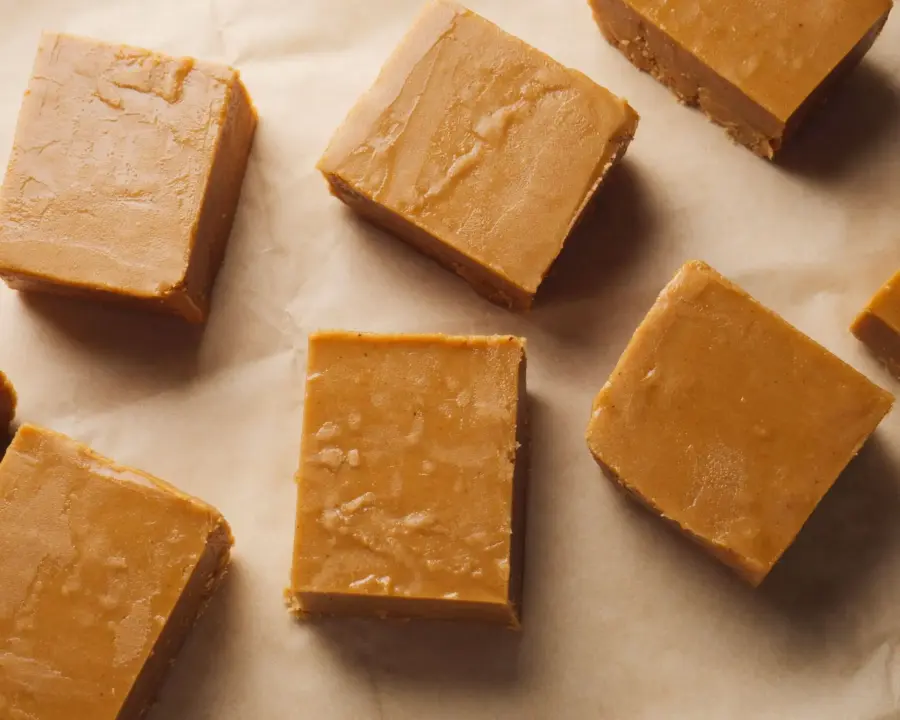 3 Ingredient Peanut Butter Fudge on a serving area