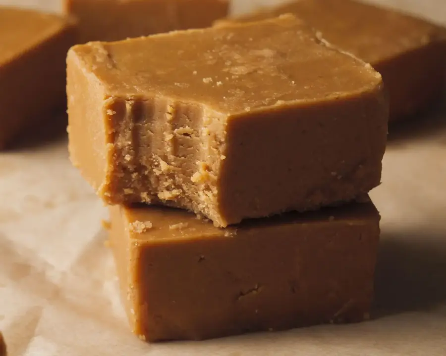 3 Ingredient Peanut Butter Fudge on a serving area
