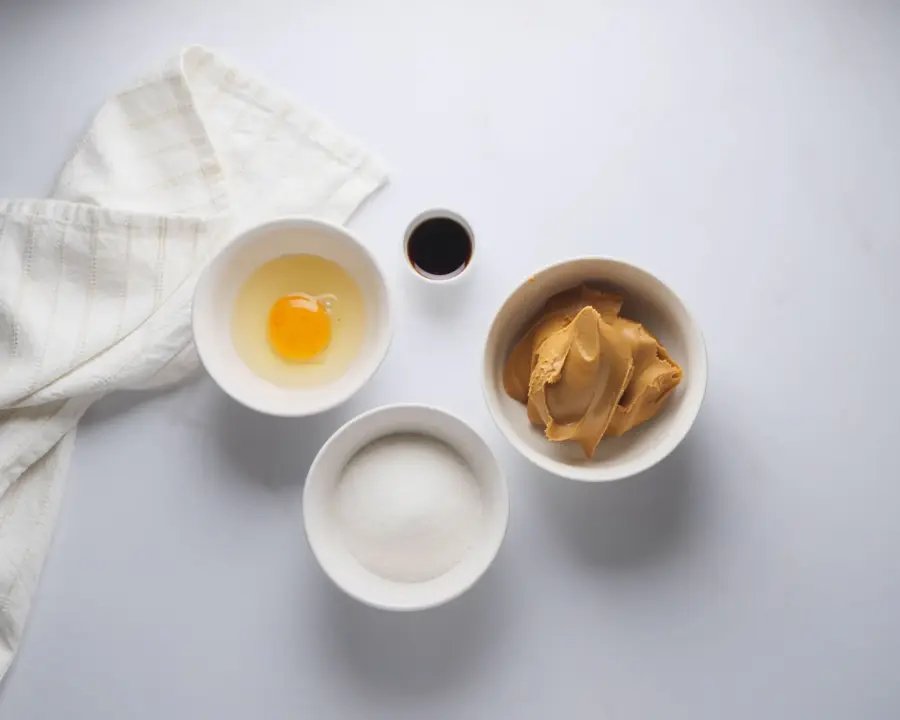 4 Ingredient Peanut Butter Cookies Ingredients on a kitchen counter