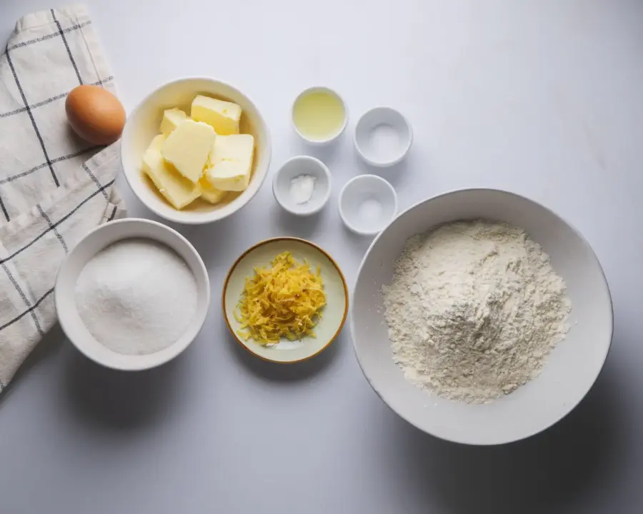 Glazed Lemon Cookies Ingredients on a kitchen counter top