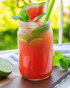 Watermelon Lemonade served in a glass