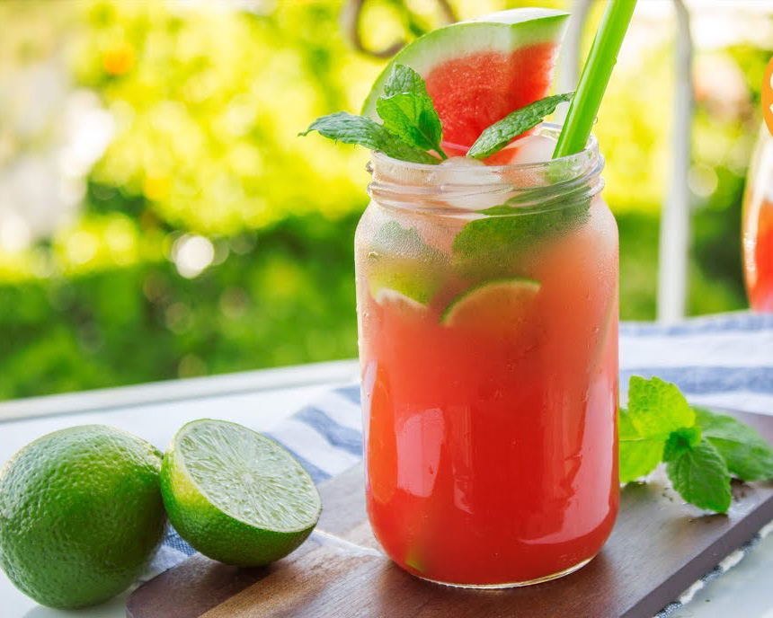 Watermelon Lemonade served in a glass