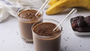 Coffee Smoothie Served in glassware with straw