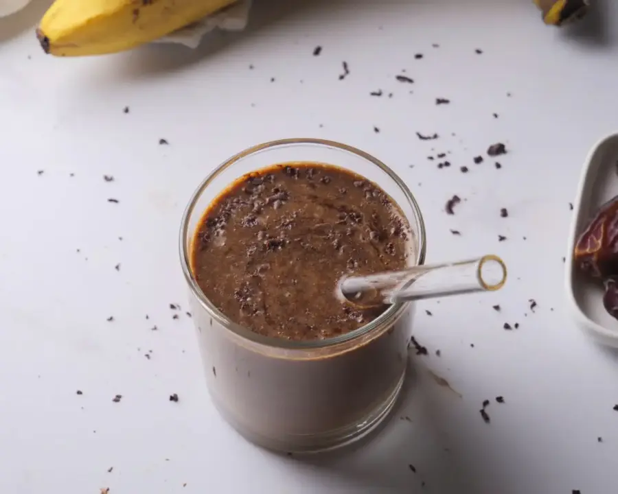Coffee Smoothie Served in glassware with straw