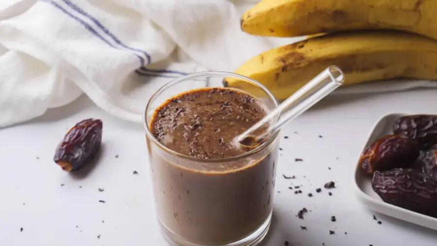 Coffee Smoothie Served in glassware with straw