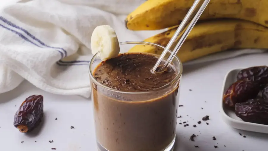 Coffee Smoothie Served in glassware with straw