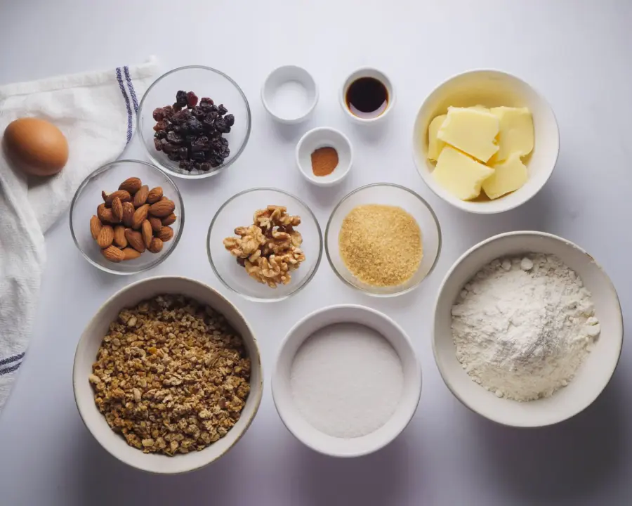 Granola Cookies Ingredients Placed On Kitchen Counter