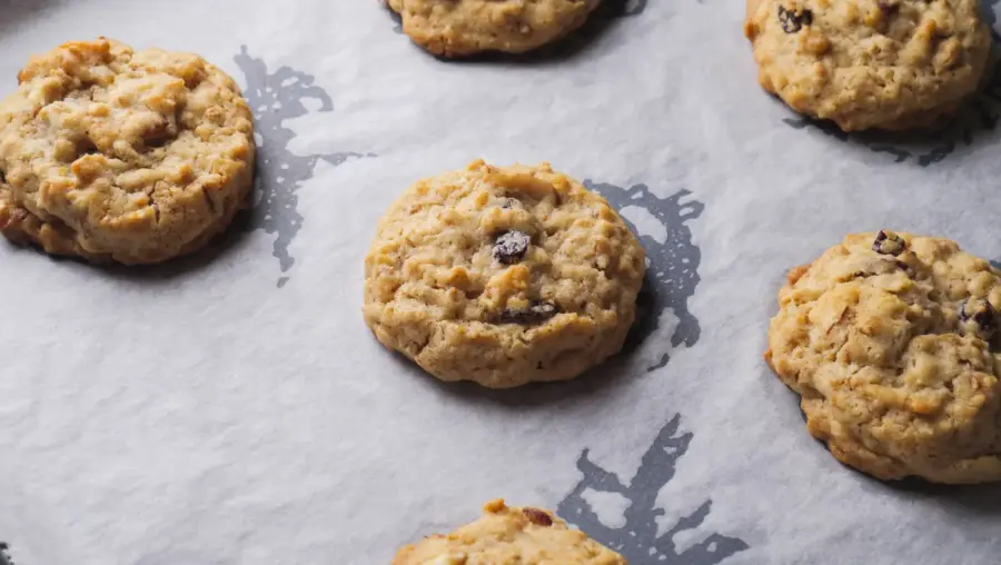 Granola Cookies are on a baking tray