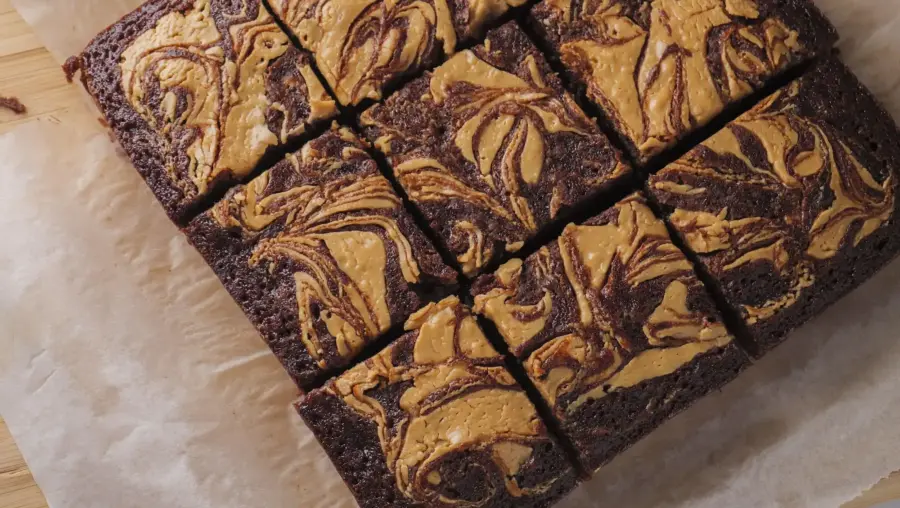 Peanut Butter Banana Brownies placing on a serving board