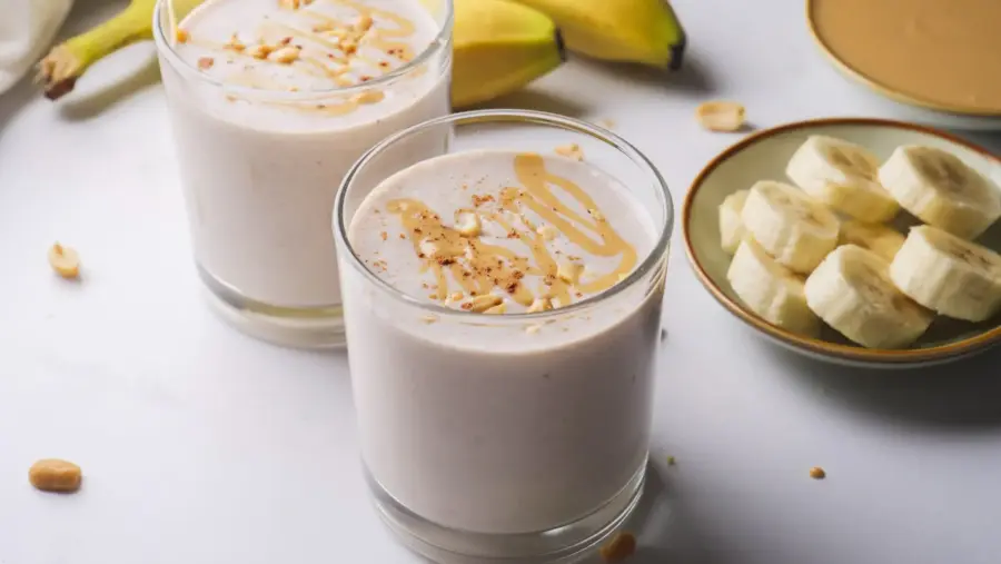 Peanut Butter Banana Smoothie served in glasses
