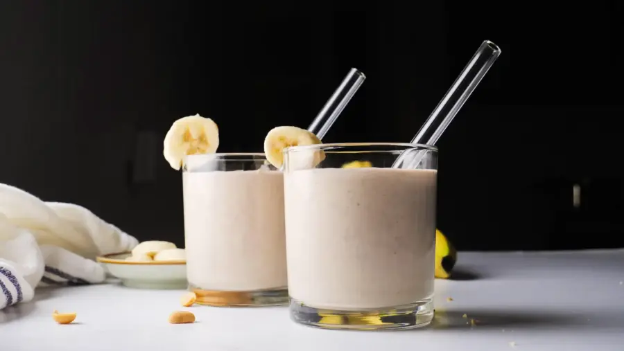 Peanut Butter Banana Smoothie served in glasses