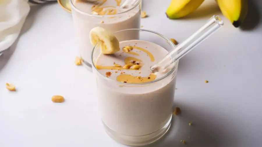 Peanut Butter Banana Smoothie served in glasses