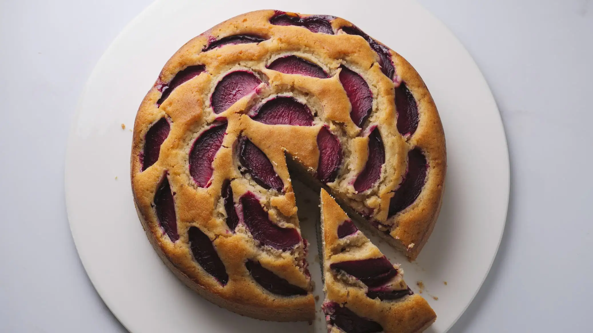Plum Cake on a cake plate