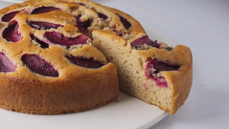 Plum Cake on a cake plate