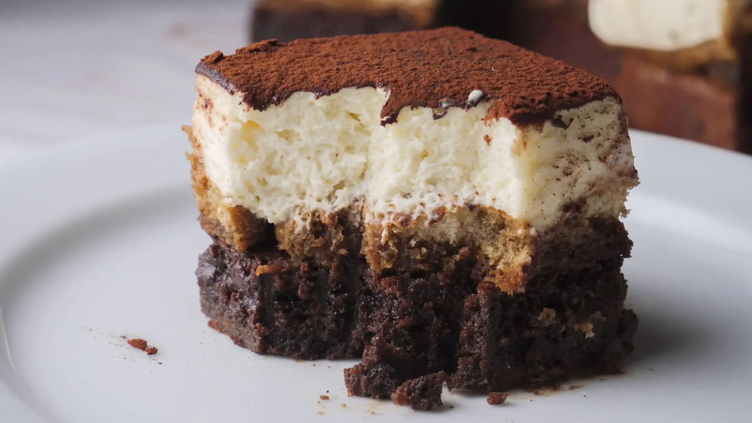 Tiramisu Brownie serving on a plate