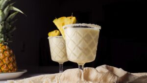Tropical pineapple mocktail with fresh garnish