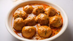 Chicken Meatball Curry served in a bowl