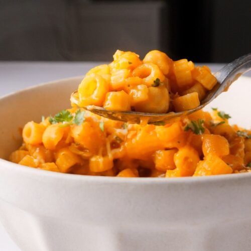 Pasta e Ceci in a bowl and small portion in a spoon